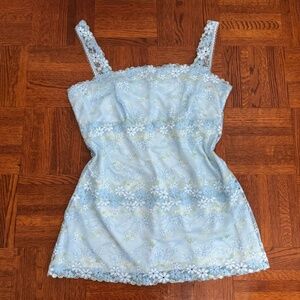 Arianne Blue/Green Floral Lace Lingerie Style Cami Tank Top Size M